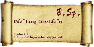 Báling Szolón névjegykártya